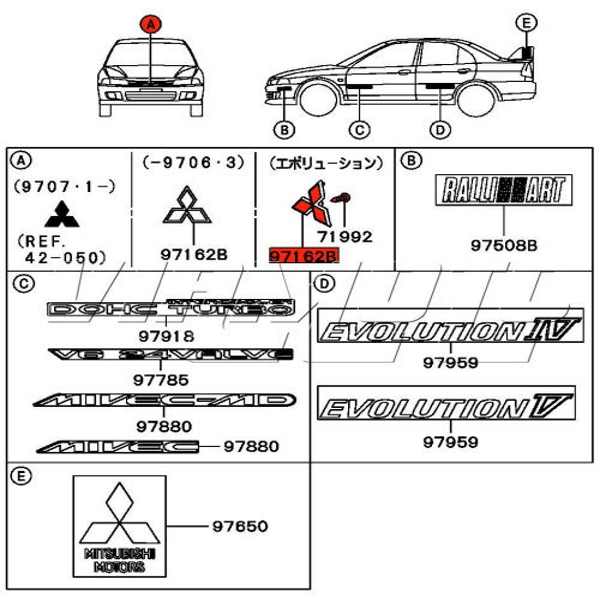 OEM Mitsubishi Front Badge Evo 4-6