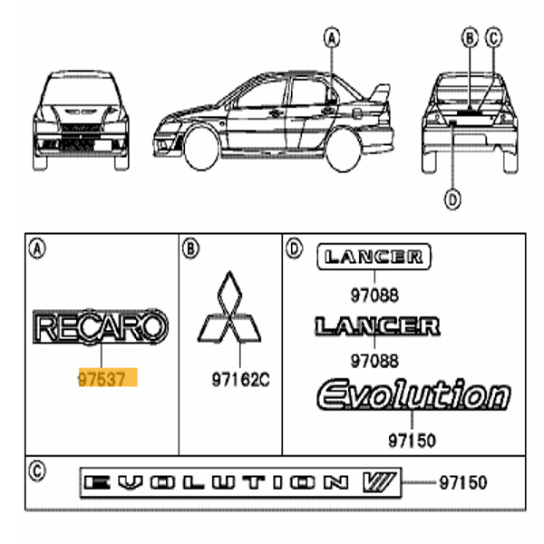 OEM Mitsubishi Recaro Decal Evo 7