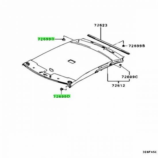 OEM Mitsubishi Headliner A Pillar Clip Evo 7-9