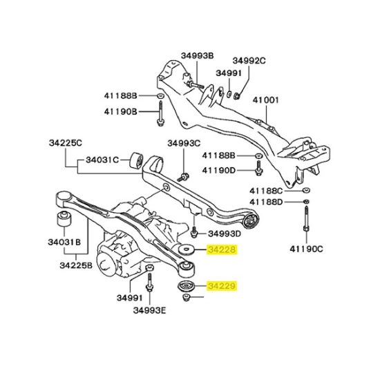 OEM Mitsubishi Rear Differential Support Stopper Kit Evo 4-9